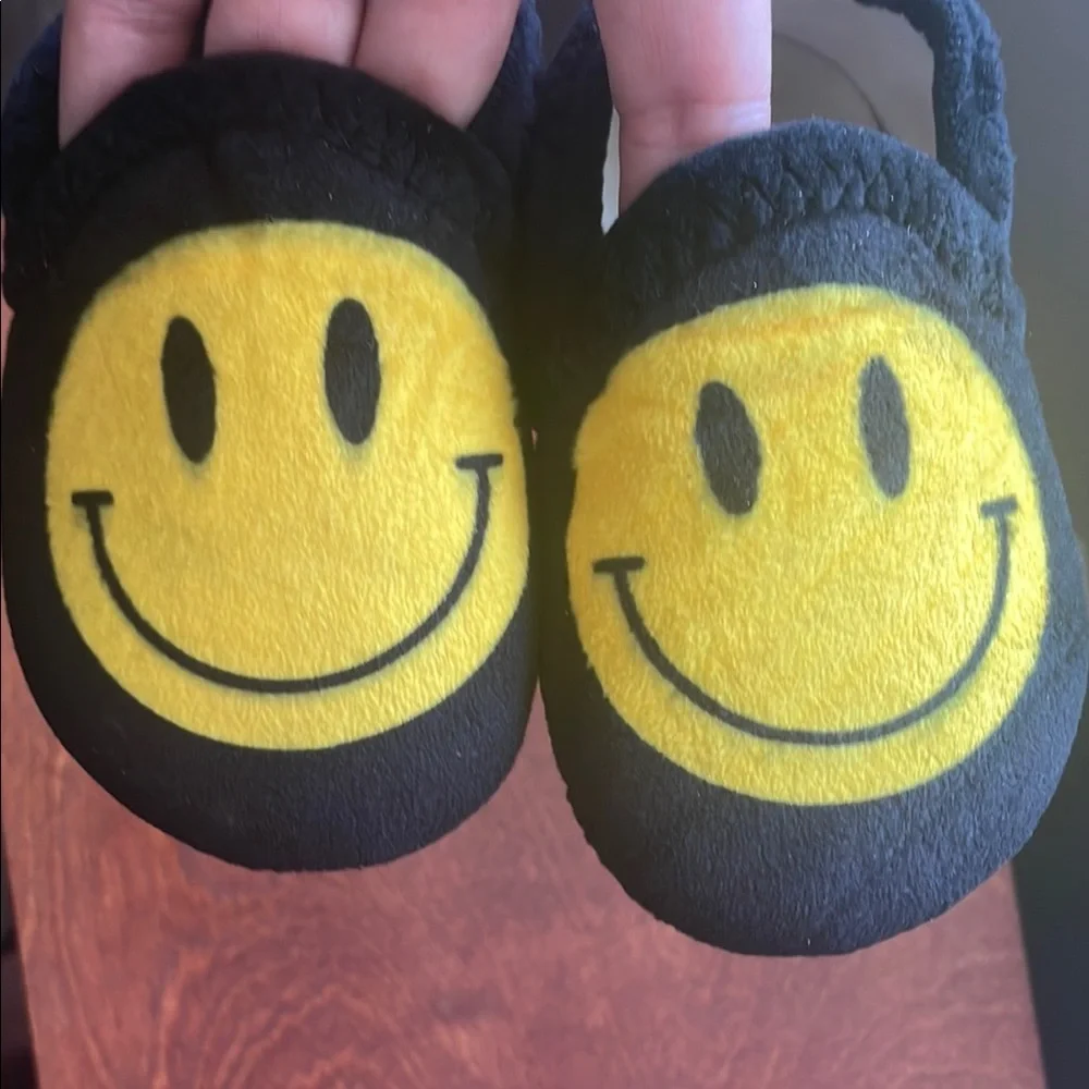 Smiley Face Black and Yellow Kids Shoes